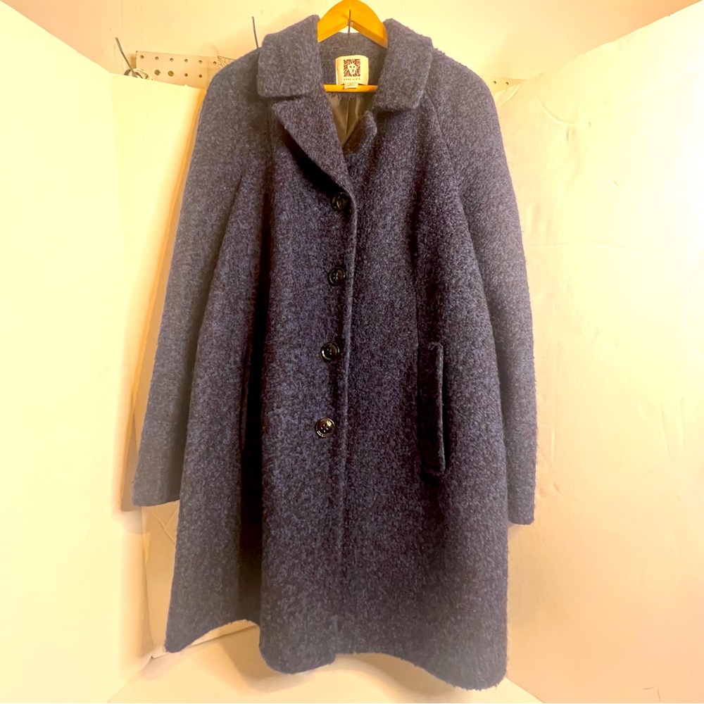 Anne Klein Women’s Wool/Polyester Blend Coat, Size XL, Cobalt Blue/Black.